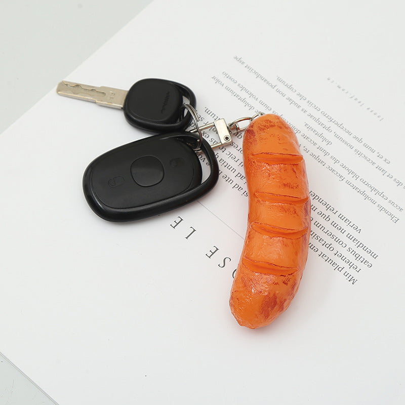 Wholesale PVC Three-dimensional Sausage Creative Key Chain